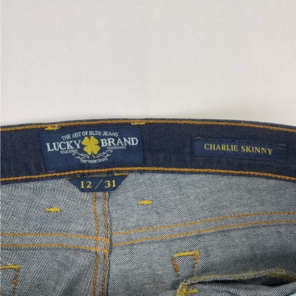 Lucky Brand Jeans Womens 12/31 Charlie Skinny Dark Wash Mid Rise Stretch 34” W - Picture 7 of 11